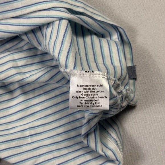 Peter Millar Men's Polo Golf Shirt Striped Pima Cotton White Blue Extra Large - Picture 10 of 10